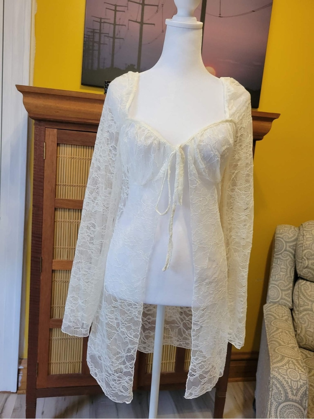 Lace Tie-Front Robe